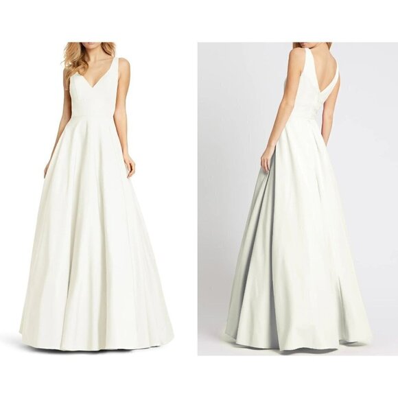 NWOT w/Defect IEENA FOR MAC DUGGAL Size 6 Empire Waist Ballgown White MSRP$398 - Picture 1 of 16